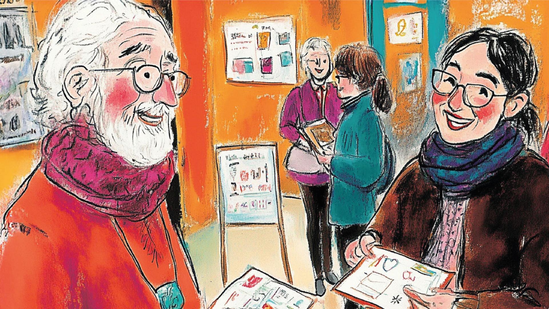 Illustratie ouder man en vrouw