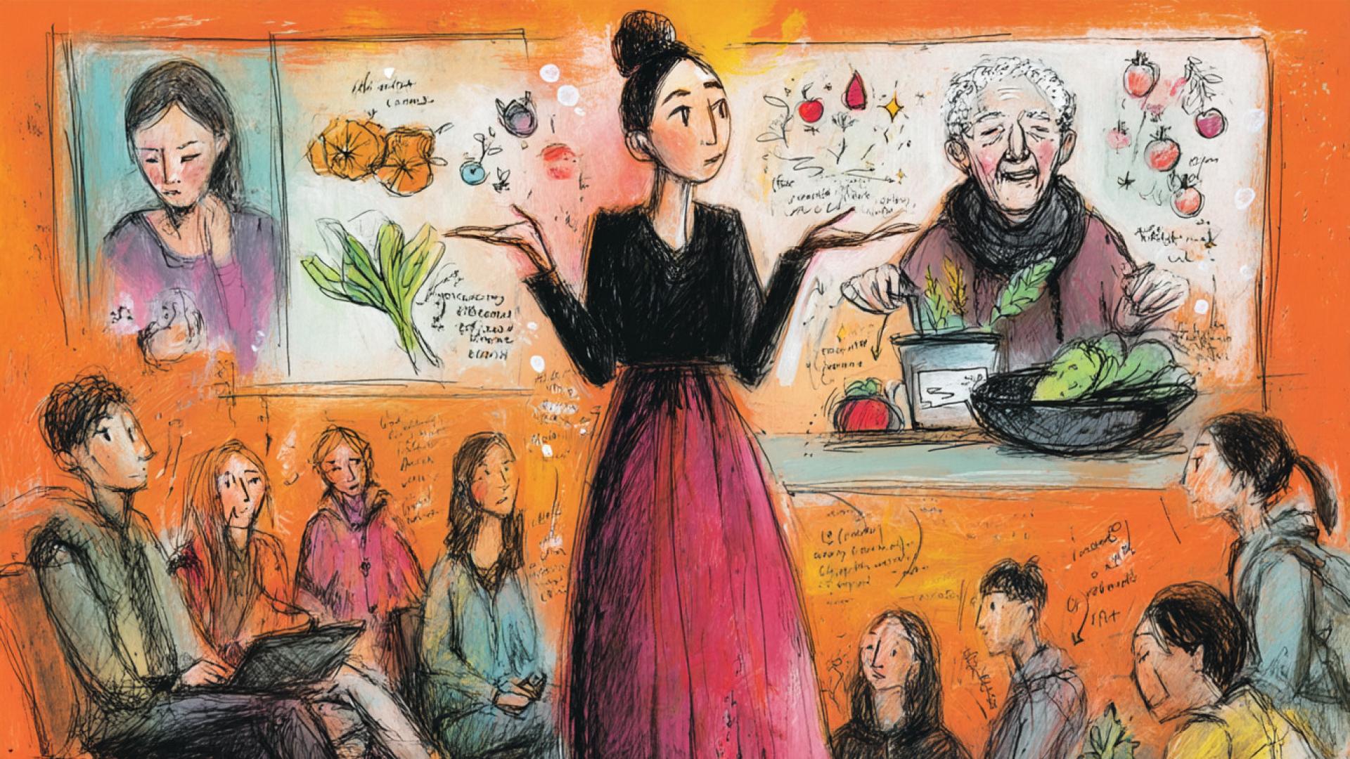 Vrouw vertelt in een groep