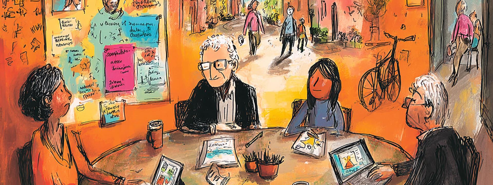 Illustratie bij artikel Previde - mensen vergaderen rond een tafel
